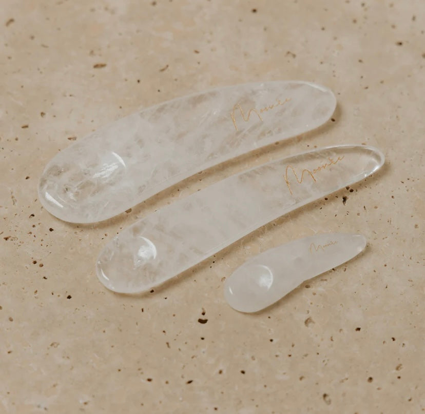 Clear Quartz Skincare Spatulas